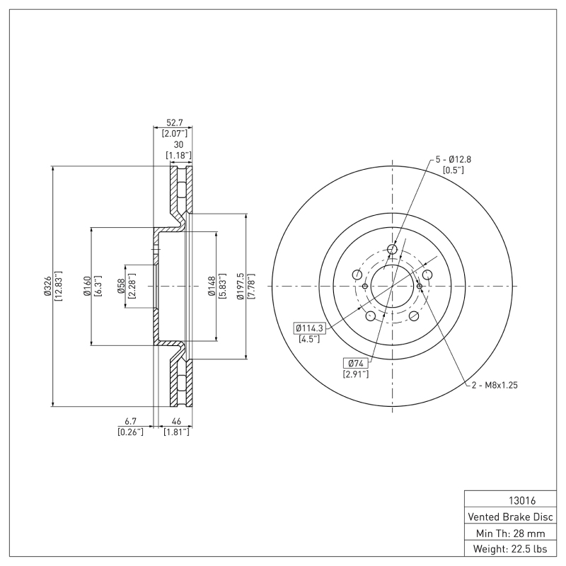 Subaru WRX Brake Rotor (1) - Front - DFC - Plain - `13-`17