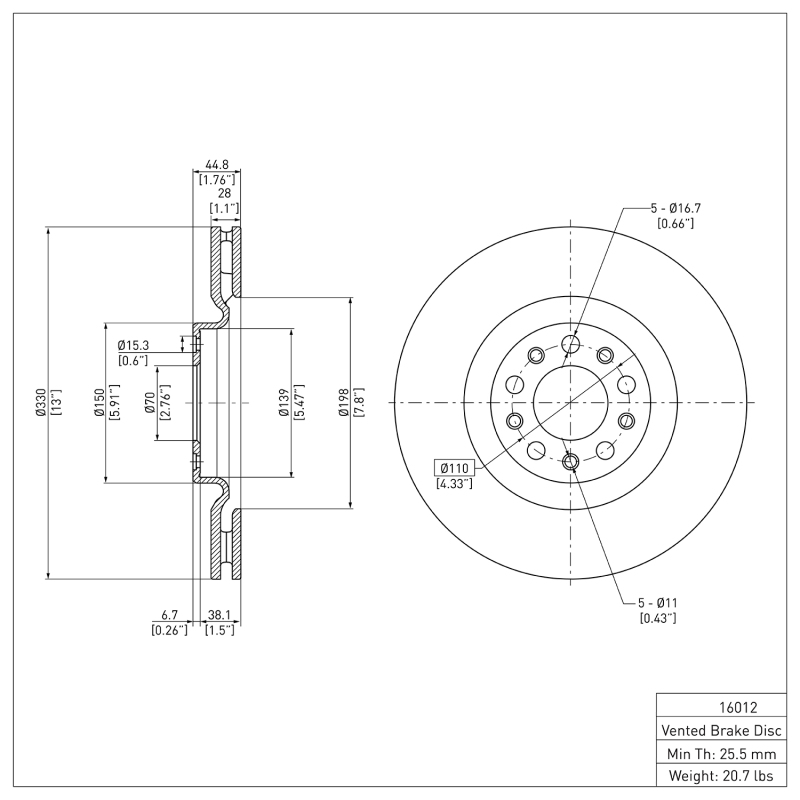 Alfa Romeo GIULIA Brake Rotor (1) - Front - DFC - Plain, OE - `17-`25