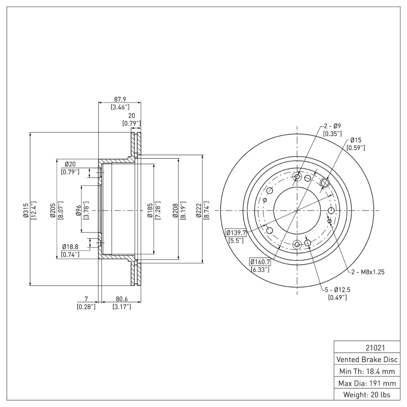 Kia Sorento Brake Rotor (1) - Rear - DFC - Plain - `03-`06