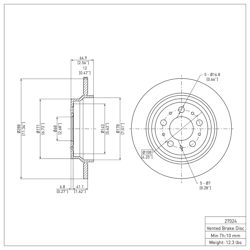 Volvo S60 Brake Rotor (1) - Rear - DFC - Plain - `99-`09