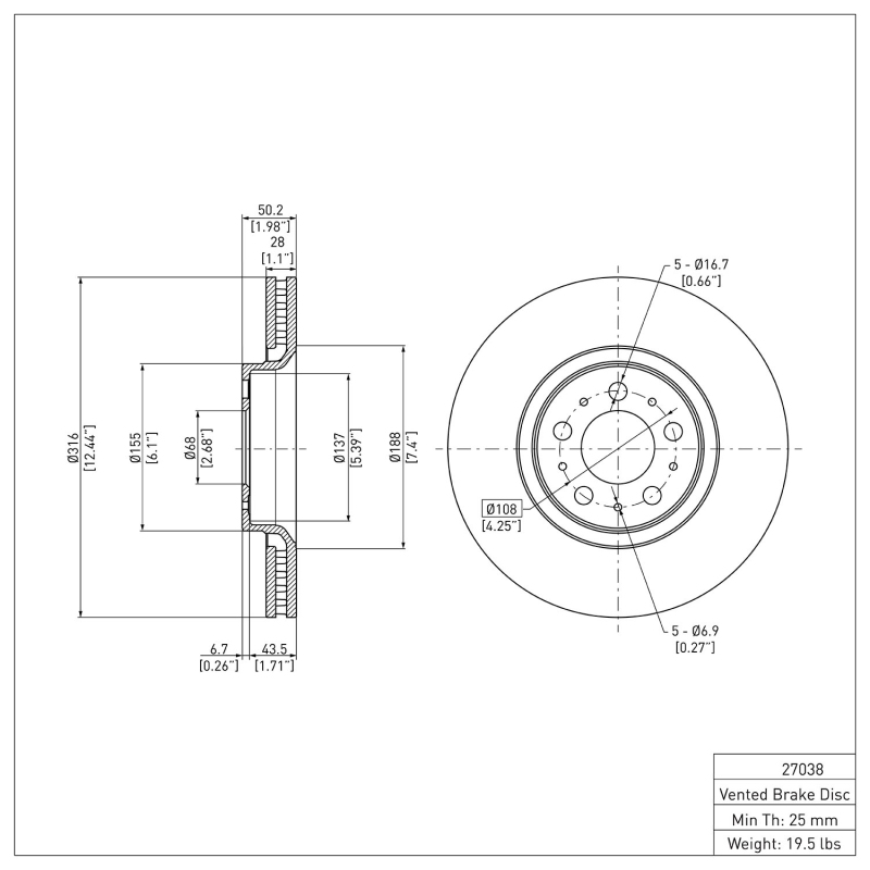 Volvo XC90 Brake Rotor (1) - Front - DFC - Plain - `03-`09
