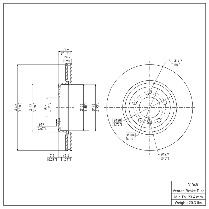 BMW Z4 Brake Rotor (1) - Front - DFC - Plain - `01-`08