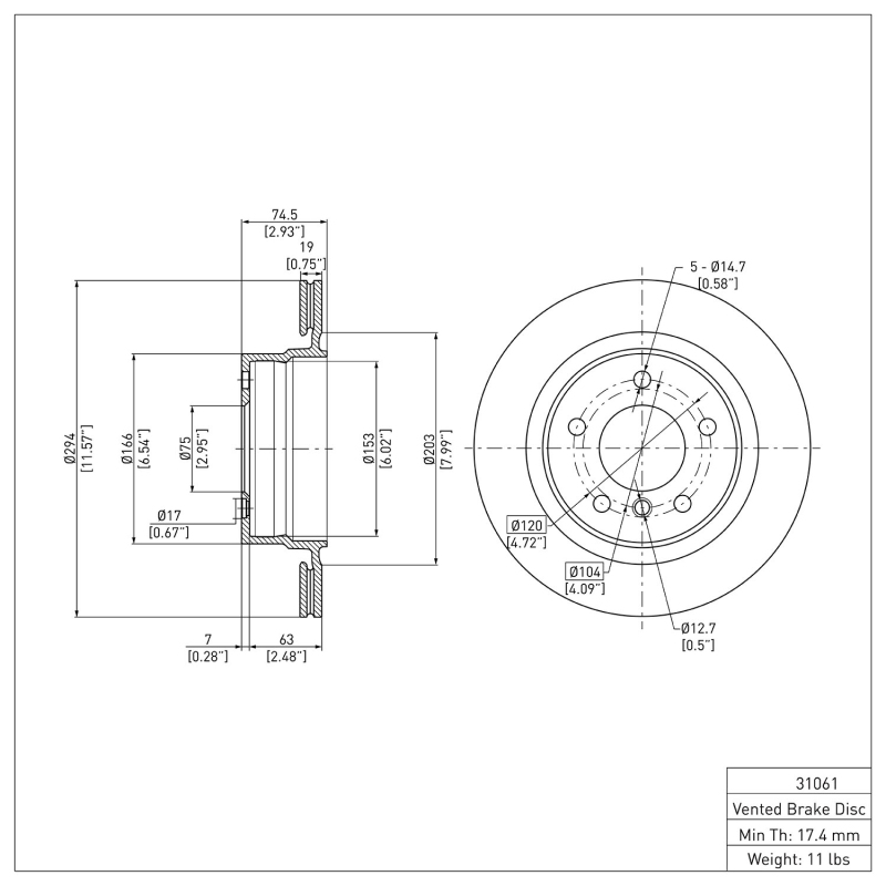 BMW Z4 Brake Rotor (1) - Rear - DFC - Plain - `03-`08