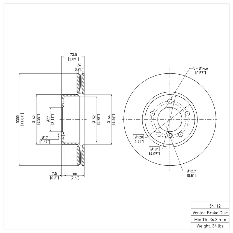 BMW 125i Brake Rotor (1) - Front - DFC - Plain - `06-`13