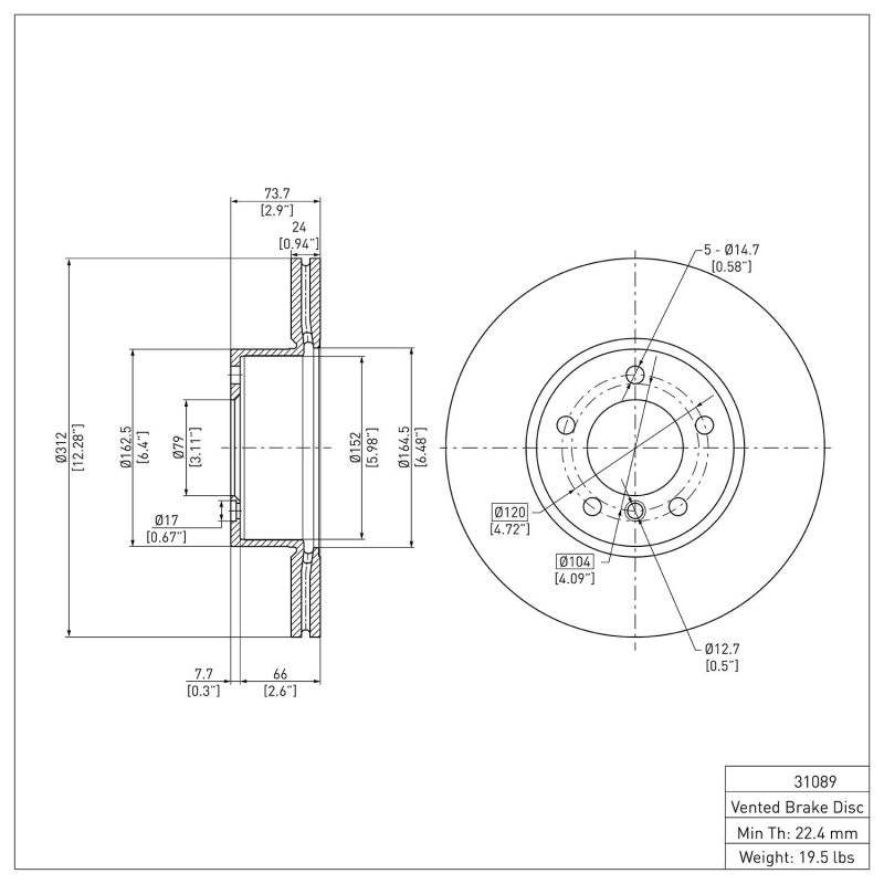 BMW 428i Gran Coupe Brake Rotor (1) - Front - DFC - Plain - `07-`21