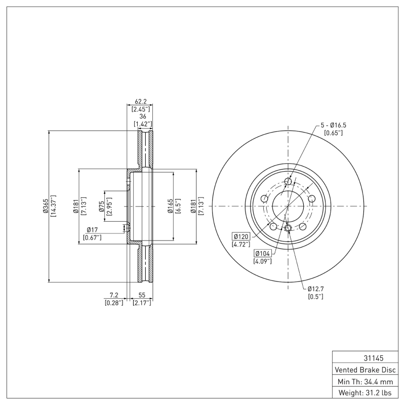 BMW X5 Brake Rotor (1) - Front - DFC - Plain - `08-`19