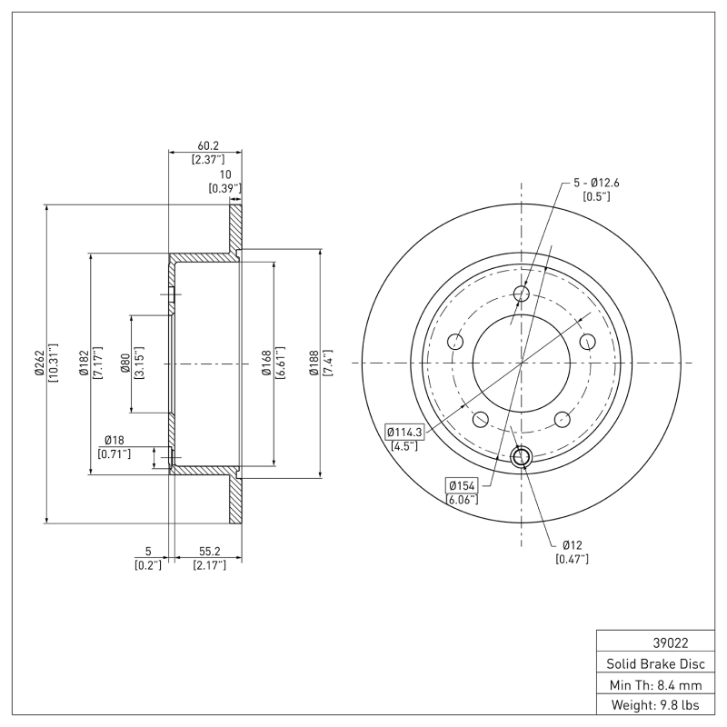 Chrysler Sebring Brake Rotor (1) - Rear - DFC - Plain - `07-`17