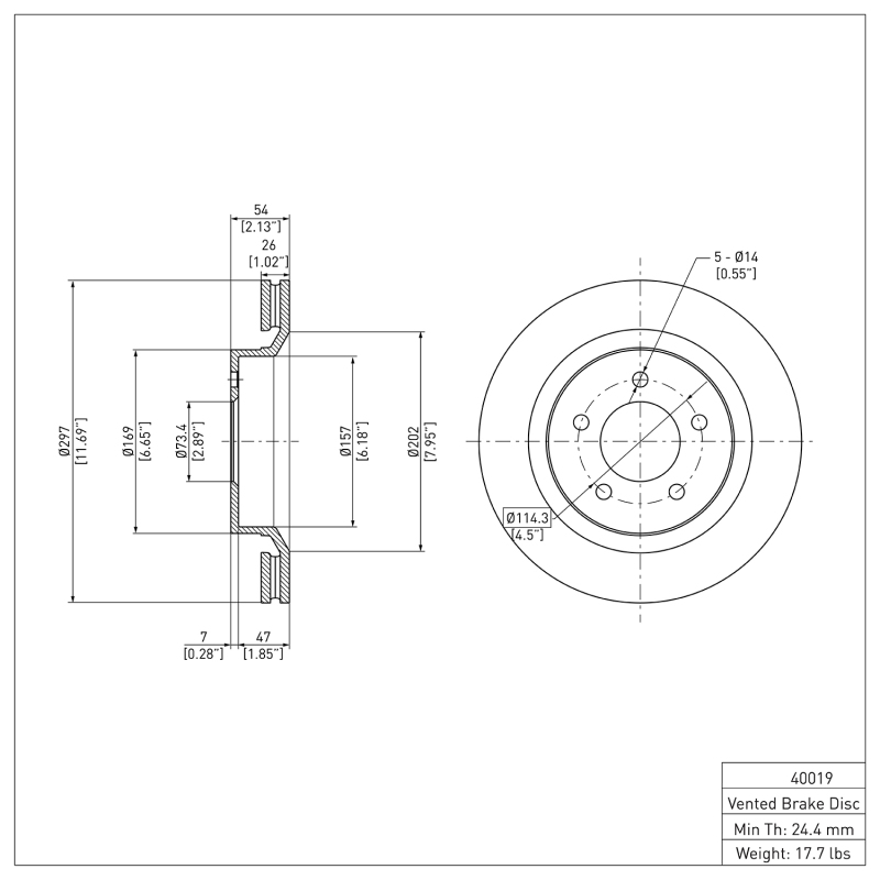 Chrysler Concorde Brake Rotor (1) - Front - DFC - Plain - `99-`04