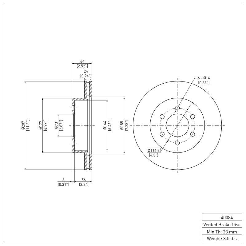 Dodge Durango Brake Rotor (1) - Front - DFC - Plain - `97-`02