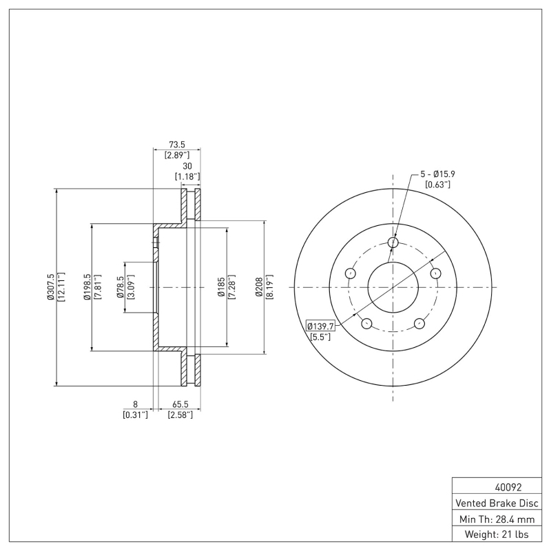 Dodge Ram 1500 Pickup Brake Rotor (1) - Front - DFC - Plain - `00-`01