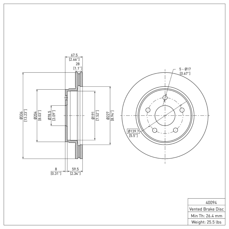 Chrysler Aspen Brake Rotor (1) - Front - DFC - Plain - `02-`24