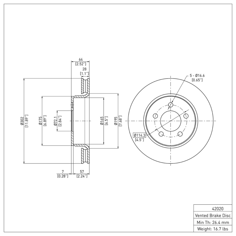 Dodge Nitro Brake Rotor (1) - Front - DFC - Plain - `07-`12