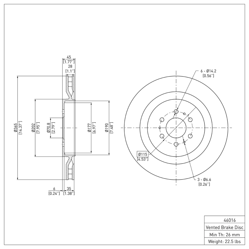 Cadillac CTS Brake Rotor (1) - Rear - DFC - Plain - `04-`11