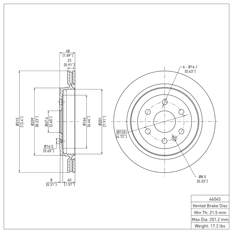 Cadillac SRX Brake Rotor (1) - Rear - DFC - Plain - `10-`16