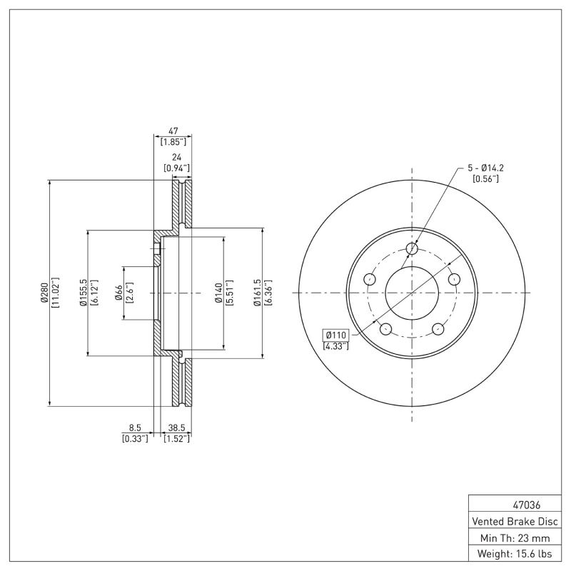 Chevrolet Cobalt Brake Rotor (1) - Front - DFC - Plain - `07-`10
