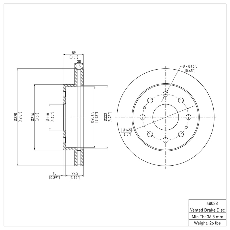 Cadillac DeVille Brake Rotor (1) - Front - DFC - Plain - `99-`20
