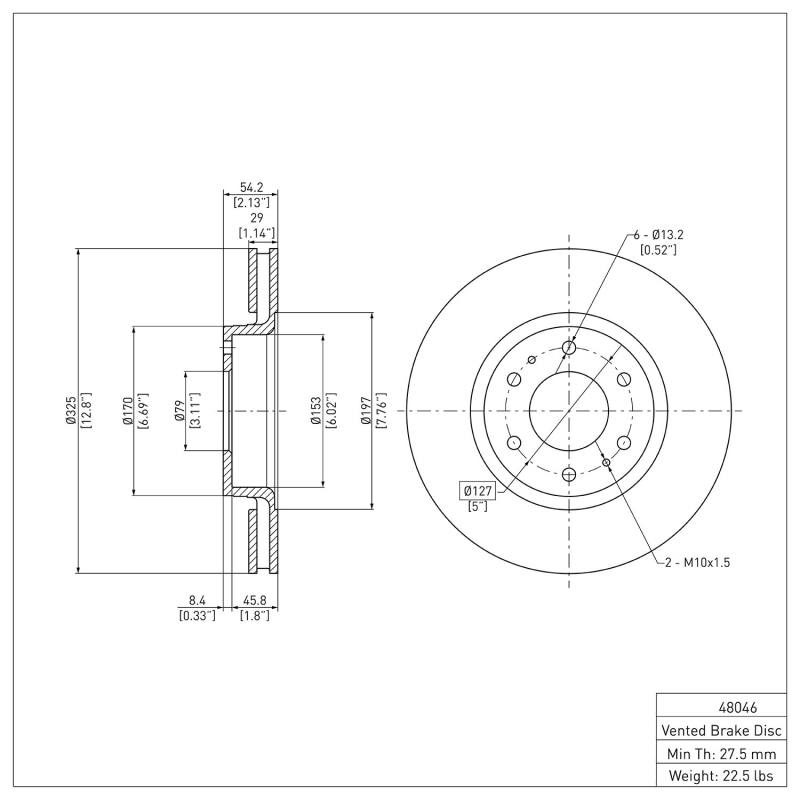 Buick Rainier Brake Rotor (1) - Front - DFC - Plain - `02-`09