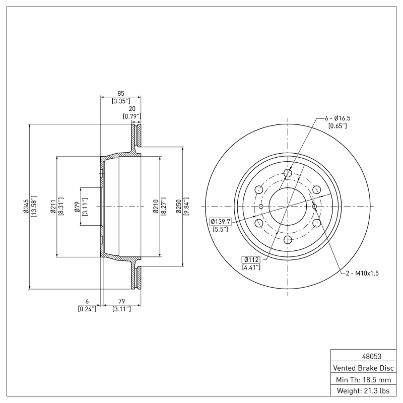 Cadillac Escalade Brake Rotor (1) - Rear - DFC - Plain - `07-`20