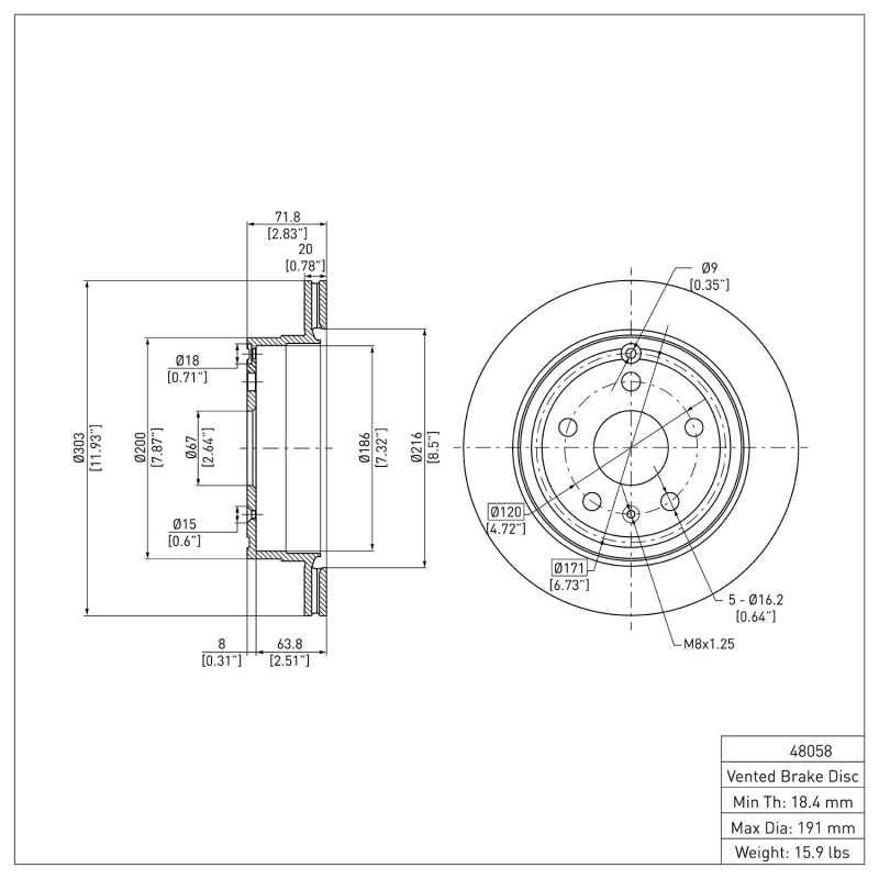 Chevrolet Equinox Brake Rotor (1) - Rear - DFC - Plain - `10-`17
