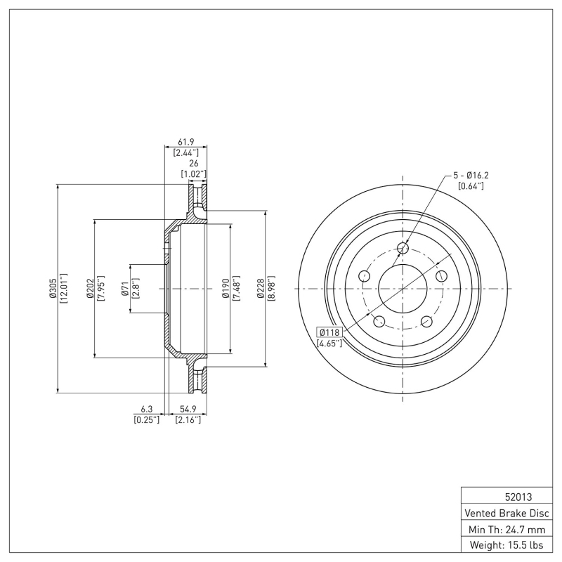 Chevrolet Camaro Brake Rotor (1) - Rear - DFC - Plain - `98-`02