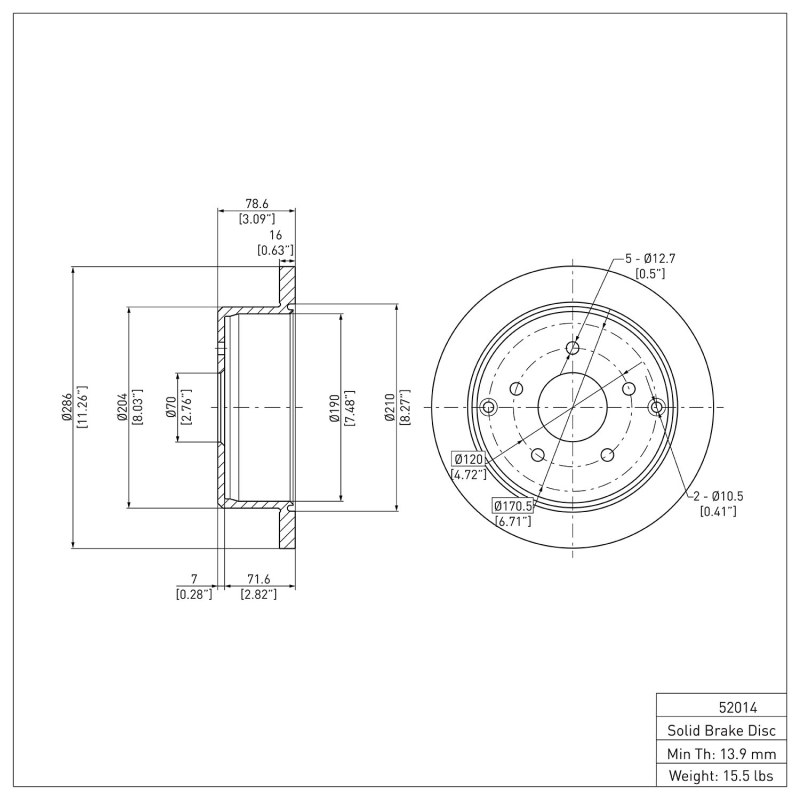 Pontiac GTO Brake Rotor (1) - Rear - DFC - Plain - 2004