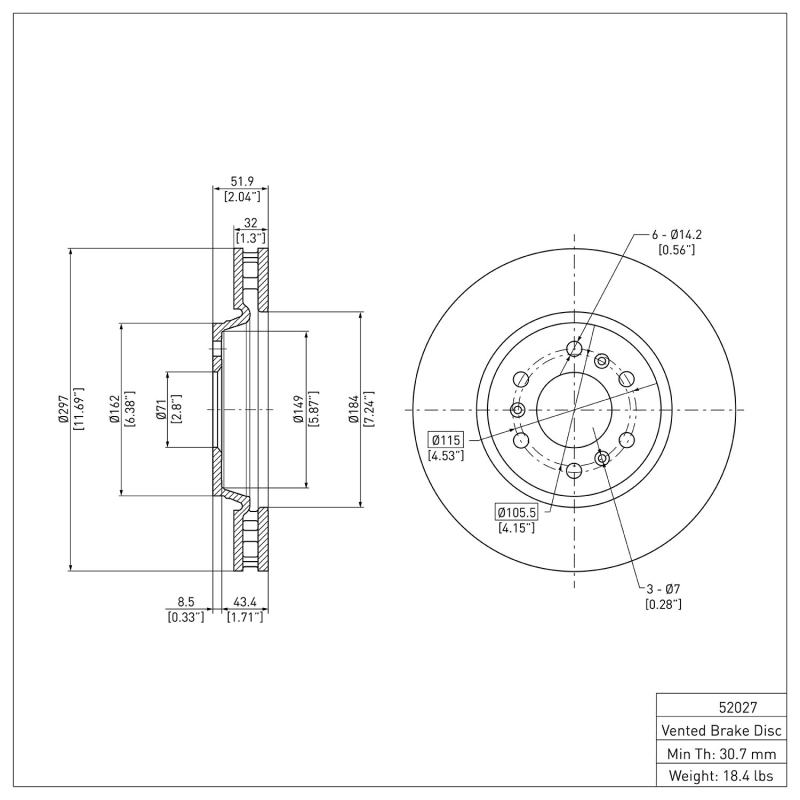 Buick Terraza Brake Rotor (1) - Front - DFC - Plain - `06-`09