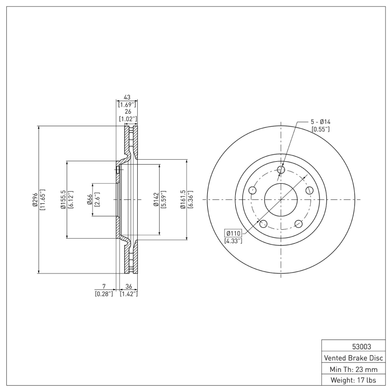 Chevrolet Malibu Brake Rotor (1) - Front - DFC - Plain - `04-`12