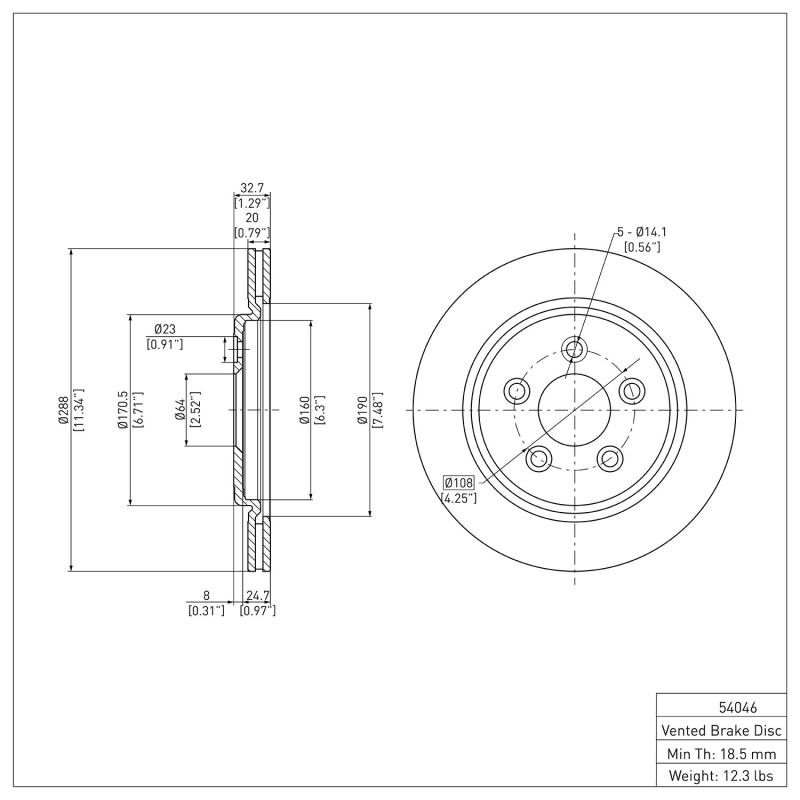 Ford Thunderbird Brake Rotor (1) - Rear - DFC - Plain - `00-`06