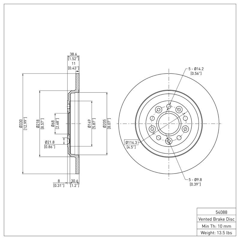 Ford Freestyle Brake Rotor (1) - Rear - DFC - Plain - `05-`19