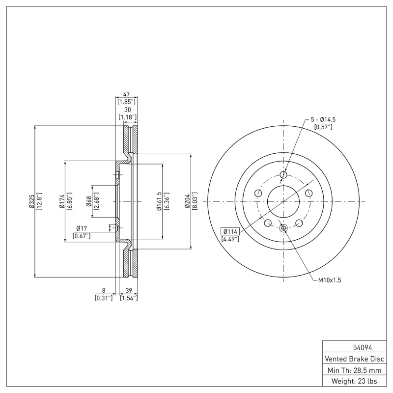 Ford Taurus Brake Rotor (1) - Front - DFC - Plain - `11-`19