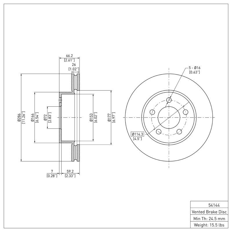 Ford Ranger Brake Rotor (1) - Front - DFC - Plain - `95-`02