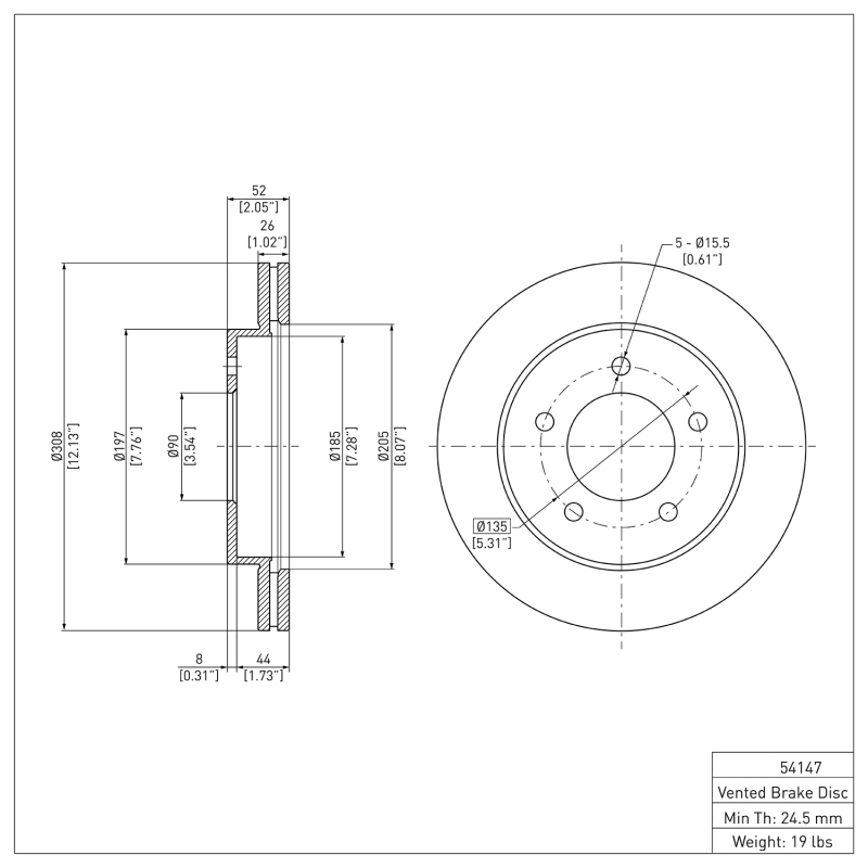 Ford F-150 Brake Rotor (1) - Front - DFC - Plain - `97-`04