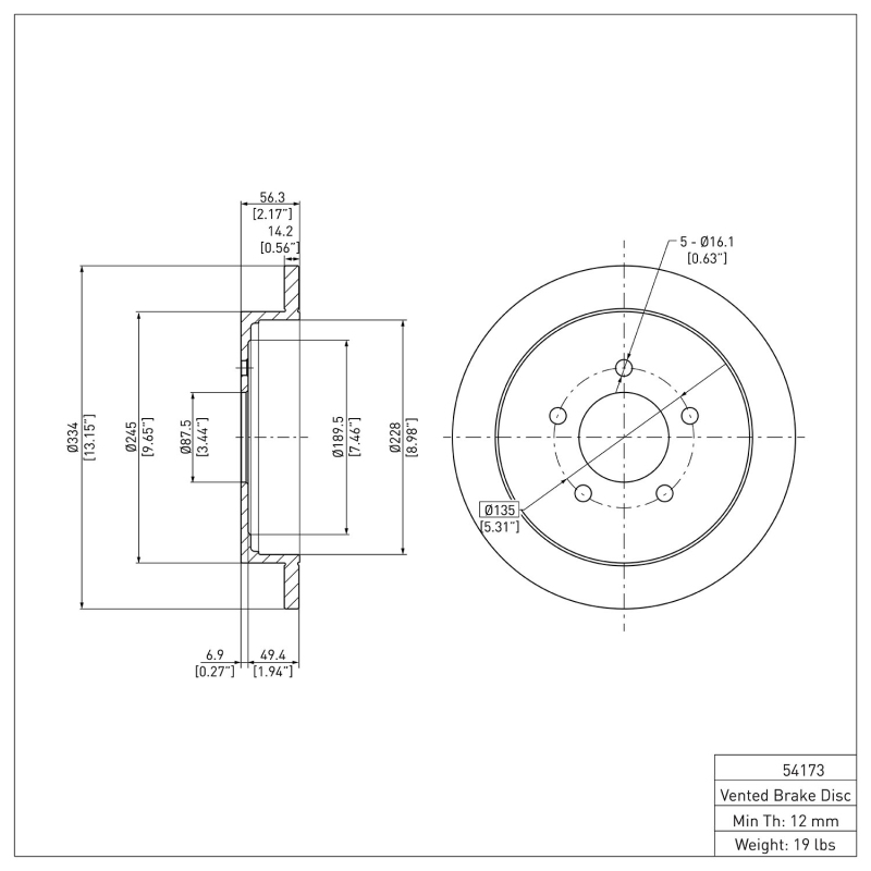 Ford F-150 Brake Rotor (1) - Rear - DFC - Plain - `97-`04