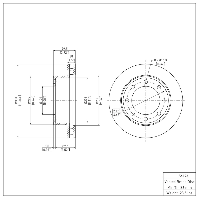 Ford Excursion Brake Rotor (1) - Front - DFC - Plain - `99-`05