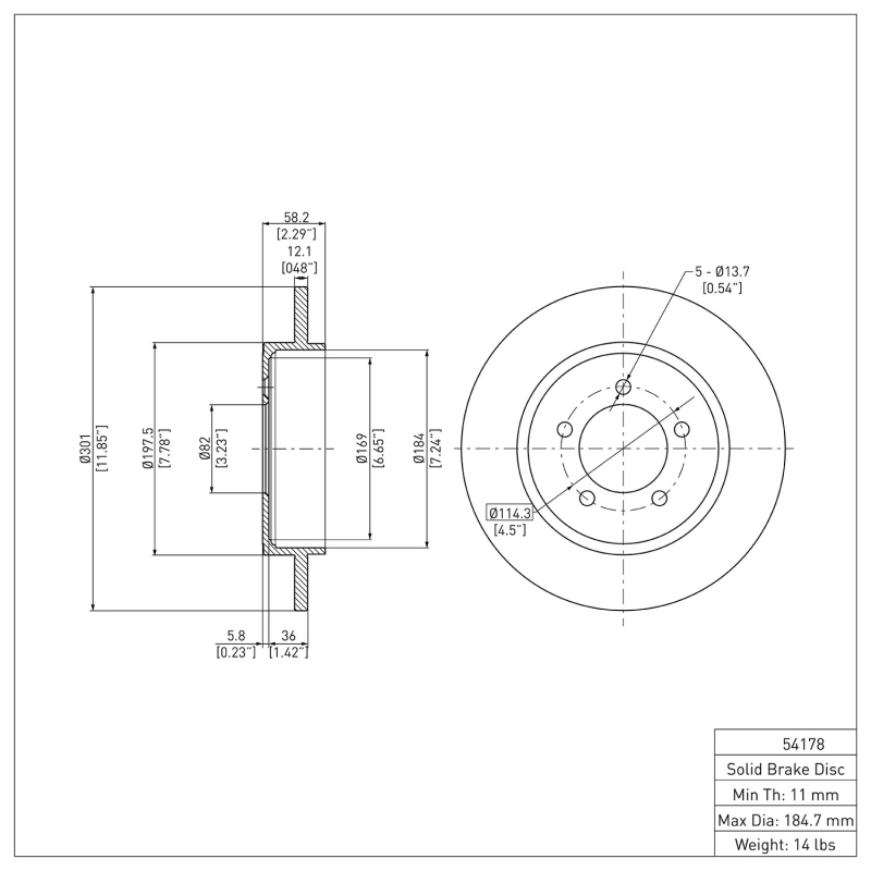 Ford Explorer Brake Rotor (1) - Rear - DFC - Plain - `02-`10
