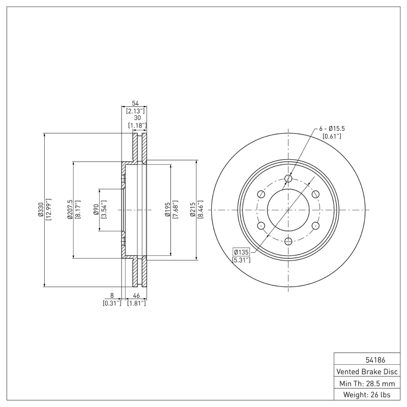 Ford F-150 Brake Rotor (1) - Front - DFC - Plain - `04-`08