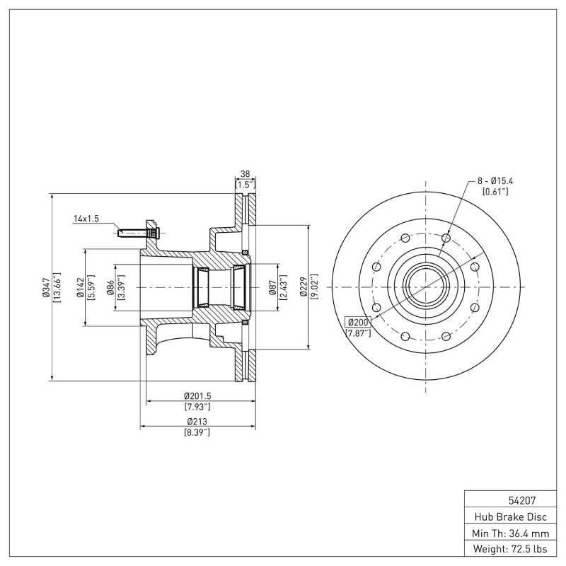Ford F-350 Super Duty Brake Rotor (1) - Front - DFC - Plain - `06-`10