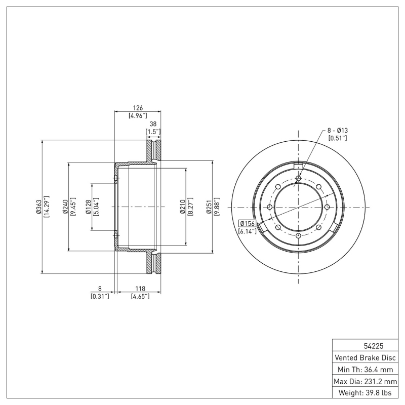 Ford F-350 Super Duty Brake Rotor (1) - Rear - DFC - `11-`22