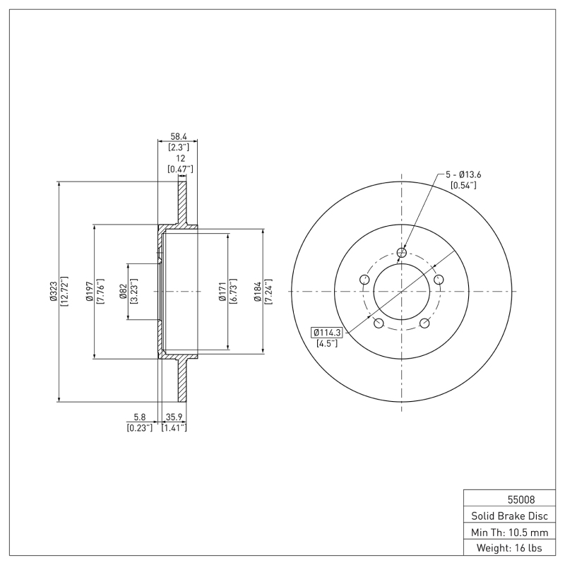 Lincoln Aviator Brake Rotor (1) - Rear - DFC - Plain - `03-`05