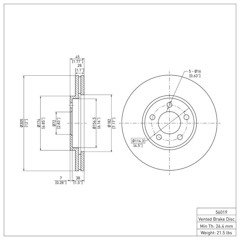 Ford Crown Victoria Brake Rotor (1) - Front - DFC - Plain - `03-`11