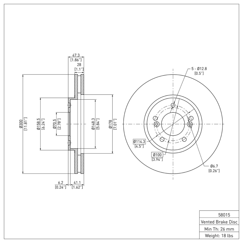 Acura RL Brake Rotor (1) - Front - DFC - Plain - `99-`04