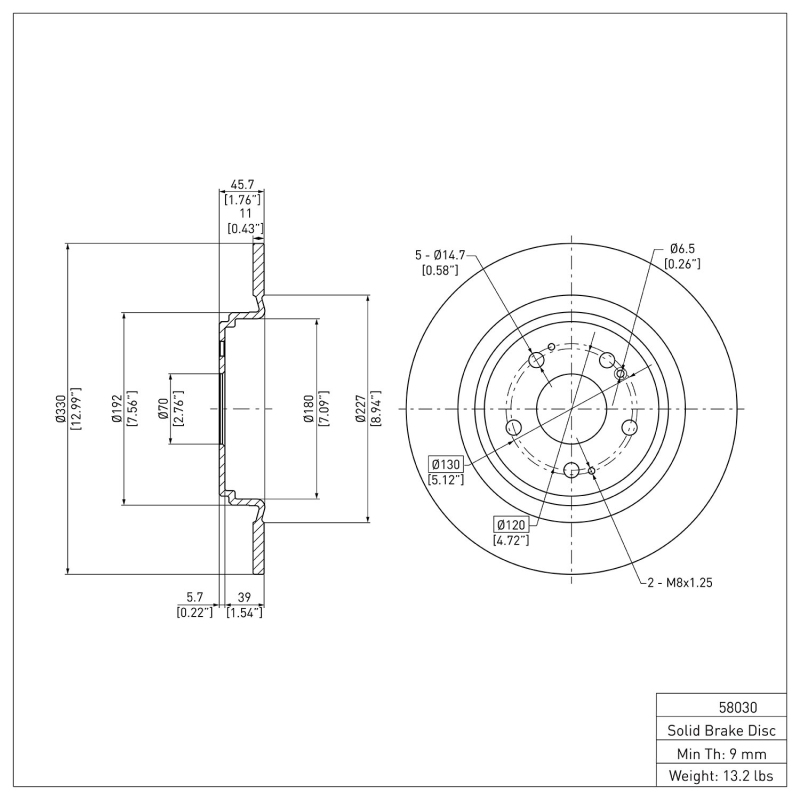 Acura MDX Brake Rotor (1) - Rear - DFC - Plain - `17-`20