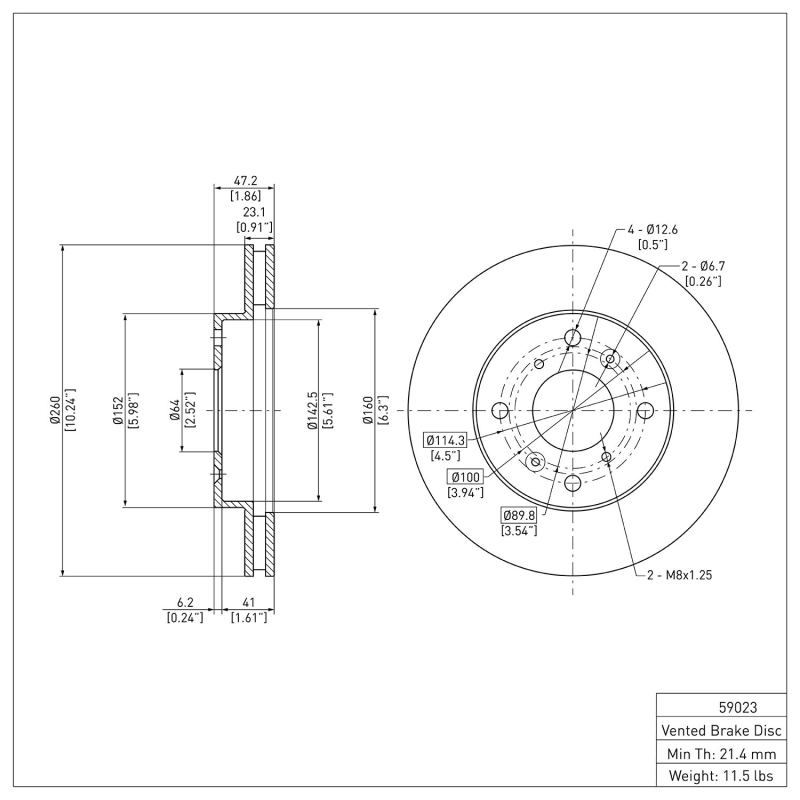 Acura CL Brake Rotor (1) - Front - DFC - Plain - `98-`02