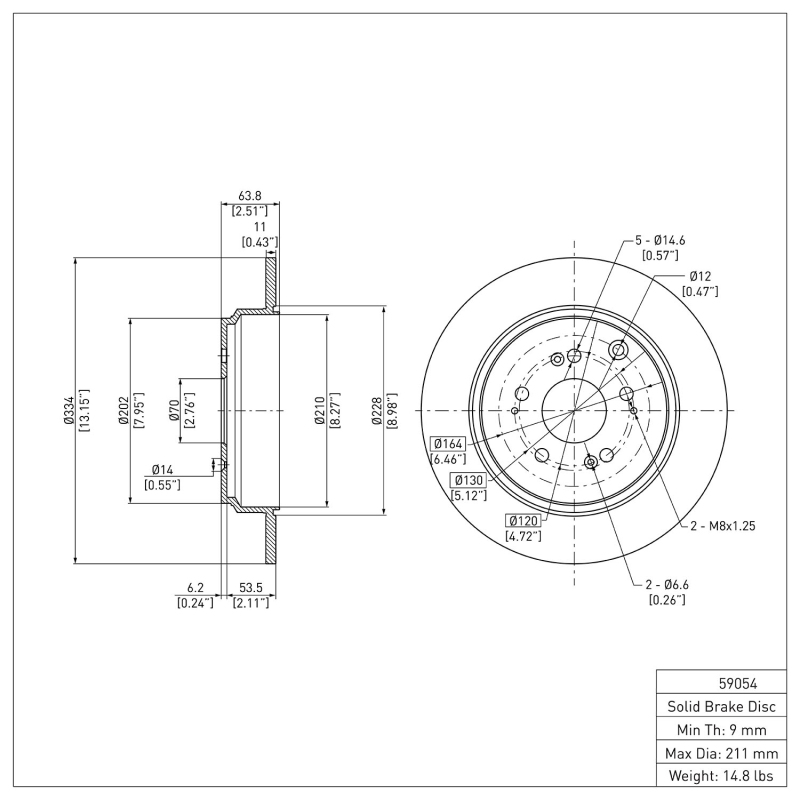Acura MDX Brake Rotor (1) - Rear - DFC - Plain - `07-`17