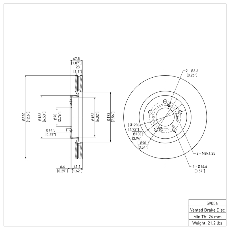 Acura TL Brake Rotor (1) - Front - DFC - Plain - `09-`14