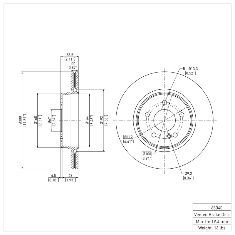 Chrysler Crossfire Brake Rotor (1) - Rear - DFC - Plain - `98-`09