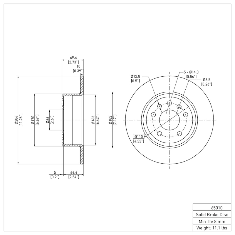 Chevrolet Astra Brake Rotor (1) - Rear - DFC - Plain - `97-`08