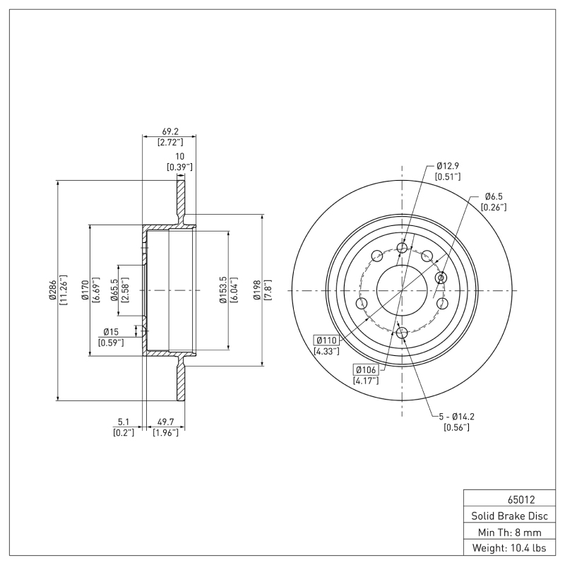Saab 9-5 Brake Rotor (1) - Rear - DFC - Plain - `99-`10