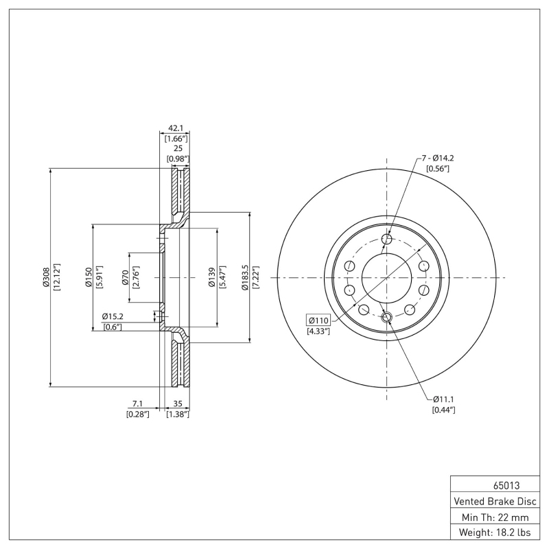 Chevrolet Astra Brake Rotor (1) - Front - DFC - OE Plain - `99-`10