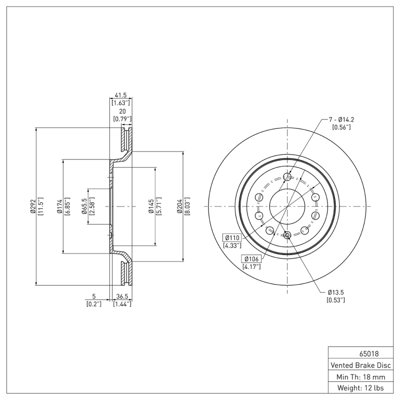 Cadillac BLS Brake Rotor (1) - Rear - DFC - Plain - `03-`11